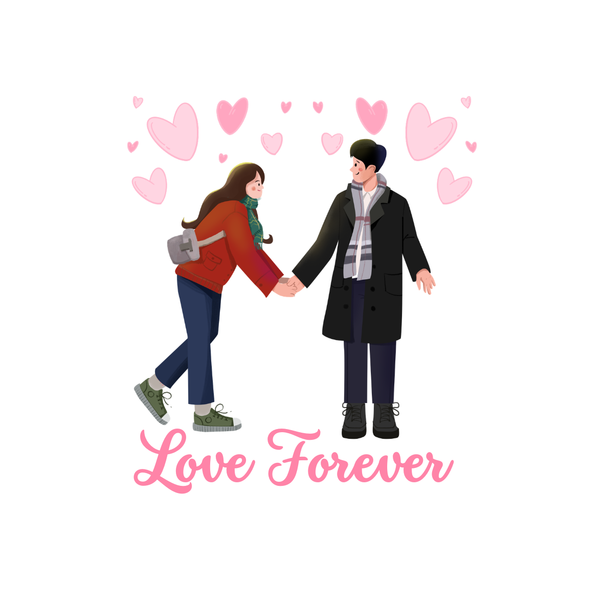 pink red and black love forever square sticker